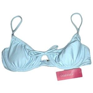 Xhiliration Junior's Women's Blue Shirred Underwire Adjustable Bikini Top New!